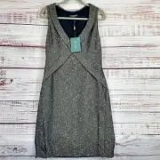 Zac Posen Gray Praire Wind/Black Tweed Sleeveless Pleated Whimsy Sheath Dress 12