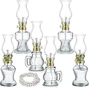 Classic Oil Lamp Kerosene Lamp Classic Style Oil Lamp Clear Set of 6 Vintage Glass Hurricane Lamp with Adjustable Fire Wick Hurricane Lantern Portable