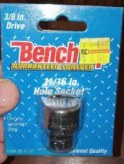 VINTAGE KMART BenchTop Socket 11/16th In. Hole Socket 3/8" Drive 05-47-27 NEW!