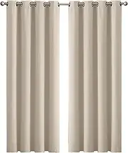 [DREAMZ] 2 Panels Blockout Curtains Window Blackout Draperies Eyelet Day Bedroom Living Room Thermal 132cmx213cm, Beige