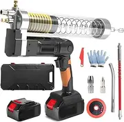 Electric Butter Gun, Electric Cordless Grease Gun Kit, 600Cc Capacity, 12000 Psi Pressure, Battery Powered Grease Gun, Comes with 30Cm Long Hose and 20Cm Hard Tube, for Machinery
