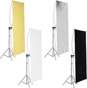 Neewer 35" x 70"/ 90 x 180cm Photo Studio Gold/Silver & Black/White Flat Panel Light Reflector with 360 Degree Rotating Holding Bracket and Carrying Bag