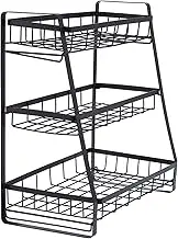 Spice Rack Organizer,13.8 X 7.5 X 14.8 Black Carbon Steel 3 Layers Flat Bottom Detachable Wall Mounted Seasoning Rack Spice Storage Jar Stand Holder for Kitchen Bathroom