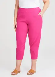 [TS] Taking Shape Button Stretch Linen Pant Size 12 in HOT Pink - Plus Size Women's Clothing Hot Pink