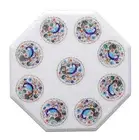 18" White Octagon Marble End Table Inlay Gemstones Pietra Dura Coffee Table Deco