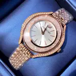 瑞士石英錶 女生時尚百搭腕錶 女生手錶 瑞士精品錶 天鵝腕錶 滿鑽玫瑰金色鋼帶錶 滿天星皮帶錶女5519459 450