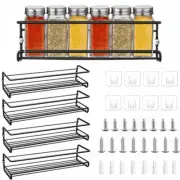 Wall-Mounted Metal Spice Rack Single-Layer Hanging Shelf for Kitchen/Restaurant