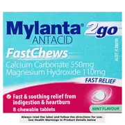Mylanta 2Go Antacid FastChews Mint 8 Chewable Tablets
