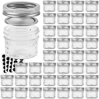 VERONES Mason Jars 4 OZ, Canning Jars with Regular Lids, Ideal for Jam, Honey, W