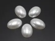 200 Pure Whit Ivory Acrylic Oval Half Pearl Bead 10X14mm Flatback Cabochon Craft