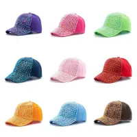 在飛比找蝦皮購物優惠-韓版潮款滿鑽網帽棒球帽遮陽戶外太陽帽閃亮棒球帽潮夏季女新款帽