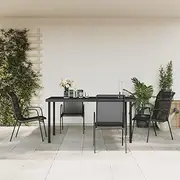 VRAXO 5 Piece Garden Dining Set Black Steel and Textilene -40.45KG,3200678
