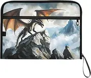 YMXFXP Expandable Filing Folder Dragon Rocky Retro, 13-Pocket Funny Cute Design with Sticky Labels, A4 Letter Size Document Organizer for Office, School, Boys, Girls