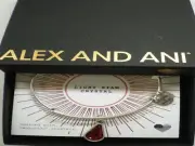 Alex and Ani July Light Siam Charm Bangle Bracelet Teardrop Raf Silver NWTBC