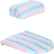 WeiLaiKeQi Set of Toilet Covers and Mats, Reusable Options for Home Farmhouse Dorm Travel, Striped Pink Blue, as described