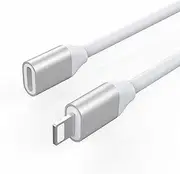 DESOFICON iPhone Charger Extension Cable for iPhone iPad, 6ft Apple MFi Certified Lightning Cable Extension Cord Female to Male Connector Support Audio Video Music Transfer Data and Charge, Silver