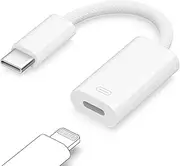 Seminer USB C to Lightning Headphone Audio Adapter, 3-in-1 Type-C Male to Lightning Female with Data and Charging Converter for iPhone 16/15 Series, iPad and More