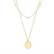 Stainless Steel Double Layer Disk Necklaces