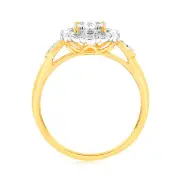 Luminesce Lab Grown 9ct Yellow Gold 10 Diamonds Oval Dress Ring, Q