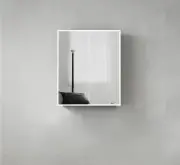 Moonlight 600mm Led Matte White Shaving Cabinet Mirror - Solid Stone Edge