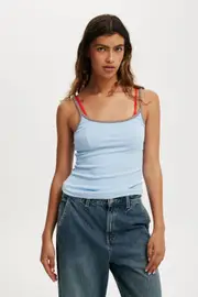 [Cotton On Women] Cotton On Women - Byron Scoop Cami - Daydream blue/washed mocha bind 3XL DAYDREAM BLUE/WASHED MOCHA BIND
