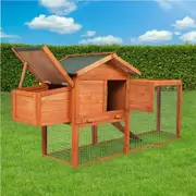 Pawz Chicken Coop Rabbit Hutch Large Hen Run Cage Hutches House Wooden Outdoor 186cm Manor