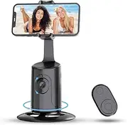 Auto Face Tracking Tripod - 360° Rotation Auto Tracking Phone Holder, No App, Phone Camera Mount with Remote and Gesture Control, Rechargeable Smart Shooting Holder for Video Recording, Tiktok Black