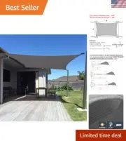 Breathable 8'x12' Rectangle Charcoal Sun Shade Sail for Ultimate Outdoor Comfort