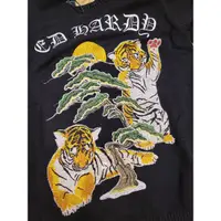 在飛比找蝦皮購物優惠-ED HARDY男版XL水鑽刺繡松柏老虎黑色針織上衣