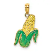 14k Yellow Gold w/ Enamel Corn with Peeled Husk Charm