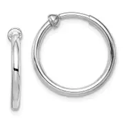 Sterling Silver Rh-Plated 2X19mm Non-Pierced Round Hoop Earrings