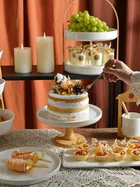 在飛比找樂天市場購物網優惠-森林系甜品臺裝飾擺件展示架下午茶點心架陶瓷生日蛋糕托盤冷餐擺