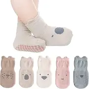[CHOUYOUAGAIN] Unisex Baby Non Slip Grip Socks, Soft Children Floor Socks Toddler Knee High Anti Skid Crew Slipper Crawling Socks Newborn Cartoon Socks for 0-1 Year Old Girls Boys Kids