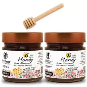 (2) Ariston Unfiltered Raw Honey with Honeycomb with bonus wooden dipper