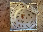 Beautiful Cake Plate and Server Set / Botanical Floral Butterfly Plate & Server