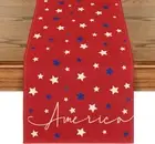Red Stars Patriotic Table Runner 4th of July Memorial Day Decor