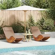 Rocking Sun Loungers with Cushions 2 pcs Solid Wood Acacia,Outdoor Chairs-3329137