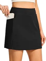 [TBMPOY] 16" Womens Tennis Skirts with Shorts Golf Skorts UPF100+ High Waist 3 Pockets for Athletic Workouts Casual Pickleball