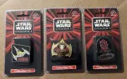 3-Star Wars Collectible Pins Queen Amidala & Darth Maul & Naboo starfighter