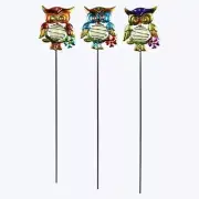 Metal Glow in the Dark Owl Garden Yard Stake , 3 Ast.