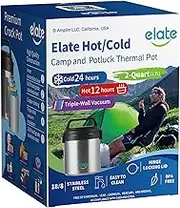 Elate Thermos Food Jar for Hot Food | 64oz Vacuum-Insulated Food Jar, Stainless Steel Wide-Mouth Thermal Food Container, Portable Lunch Crock for Outdoor, Camping, Picnics, Trips, Potlucks 2-Quart