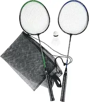 BEST SPORTING Shuttlecock Set - 2 Badminton Rackets with Hardened Steel Shaft & PU Grip Tape - Includes Nylon Shuttlecock with Foam Head - Outdoor Badminton Set for Children & Adults