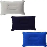 3 Pcs Blow Up Pillow, Soft Water Resistant Portable Beach Sunbed Pillow, Air Inflatable Neck Pillow, Ultra Light Foldable Multipurpose Camping Pillow for Adults, Travel Pillow for Beach, Camping