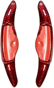 Car Steering Wheel Shift Paddles for Palisade 2019-2022 Santa Fe 2018-2023 Steering Wheel Shift Paddle Shifter Extension Real Carbon Fiber Black Red HTEOPOEKFR(Carbon red)