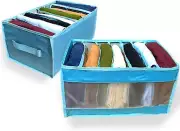 7 Grid Wardrobe Clothes Organizer Pack of 2 Clothes Storage Organizers NEW