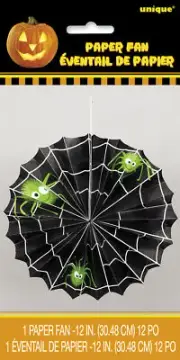 Unique Halloween Spider Web 12" Accordion Decoration, Black Green White