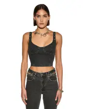 Dauphine Panelled Bustier Scoop Neck Top - Washed Black | Ksubi ++