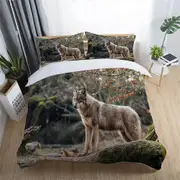 v4047 Bed Sheets Animal Wolf Printing Duvet Cover Set Soft Children Bedclothes Bed Sheets IU4047