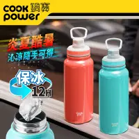 在飛比找PChome24h購物優惠-【CookPower 鍋寶】不銹鋼內陶瓷運動瓶870ml(青