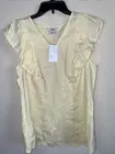 new Linen gingham tank top Yellow Ruffle S Croft Barrow lagen prairie fairy